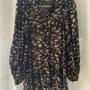 Ganni Black Floral Blouse